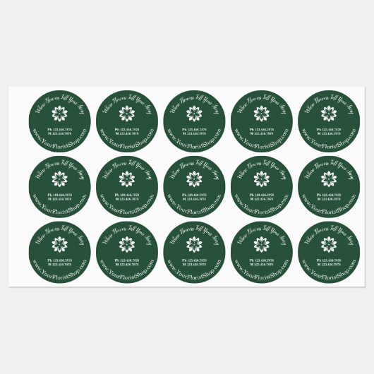 Klassieke Groene Bloemist Shop Ronde Product Label (Vel)
