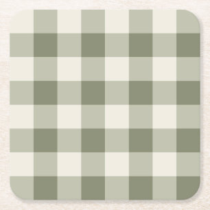 Klassieke Groene Boerderij Gingham Style Kartonnen Onderzetters