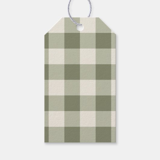Klassieke Groene Boerderij Gingham Style servetten Cadeaulabel (Voorkant)