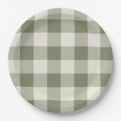 Klassieke Groene Boerderij Gingham Style servetten Papieren Bordje (Voorkant)