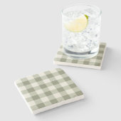 Klassieke Groene Boerderij Gingham Style Stenen Onderzetter (Zijkant)