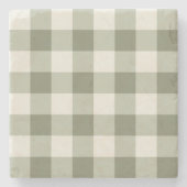 Klassieke Groene Boerderij Gingham Style Stenen Onderzetter (Voorkant)