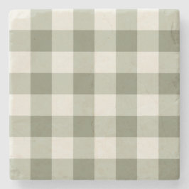 Klassieke Groene Boerderij Gingham Style Stenen Onderzetter