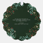 Klassieke Groene Botanische Kerstmis foto Ornament Kaart (Achterkant)