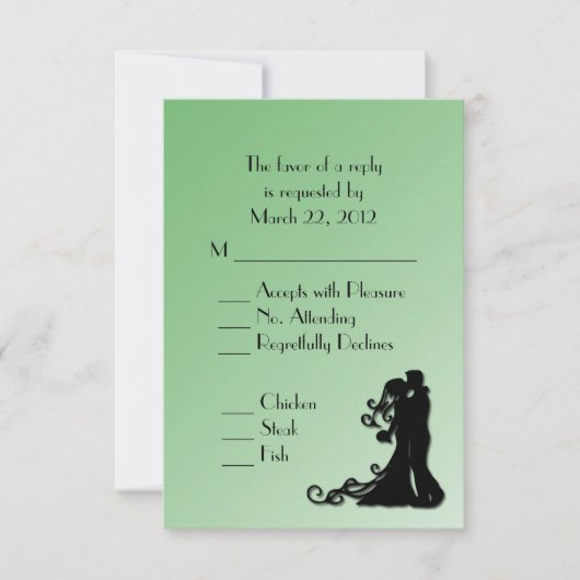 Klassieke groene bruiloft menu Keuze RSVP (Voorkant)