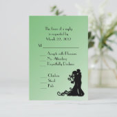 Klassieke groene bruiloft menu Keuze RSVP (Staand voorkant)