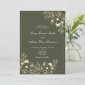 Klassieke groene bruiloft uitnodiging met QR-code (Staand voorkant)