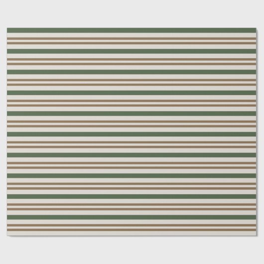 Klassieke Groene, Bruine Candy Canes Kerststrepen Cadeaupapier (Vlak)