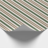 Klassieke Groene, Bruine Candy Canes Kerststrepen Cadeaupapier (Hoek)