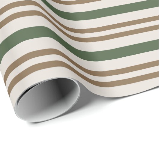 Klassieke Groene, Bruine Candy Canes Kerststrepen Cadeaupapier (Rol Hoek)