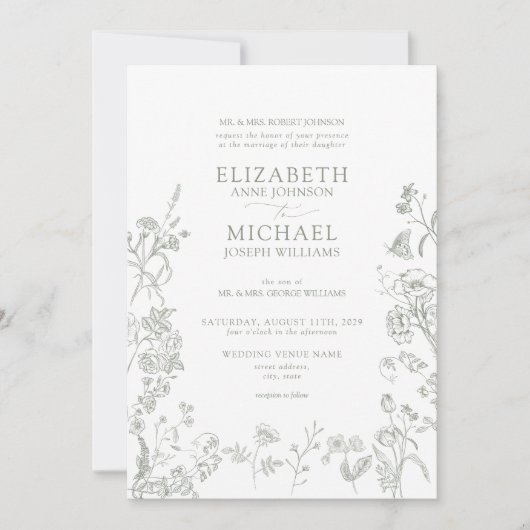 Klassieke Groene Chinoiserie Victoriaans Bloemen H Kaart (Voorkant)