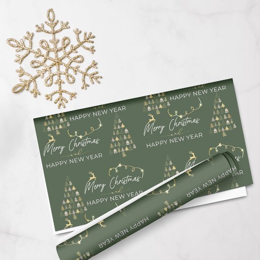 Klassieke Groene Doodle Kerstboom Rendier Sterren Cadeaupapier