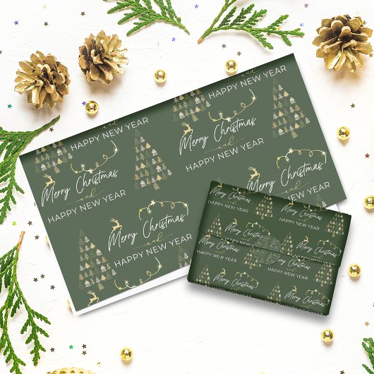 Klassieke Groene Doodle Kerstboom Rendier Sterren Cadeaupapier