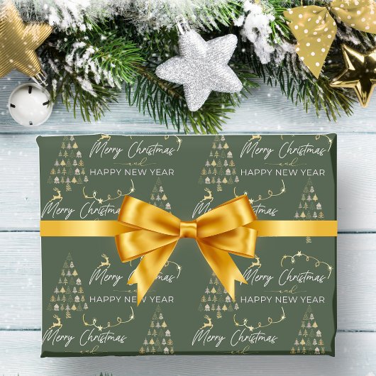 Klassieke Groene Doodle Kerstboom Rendier Sterren Cadeaupapier