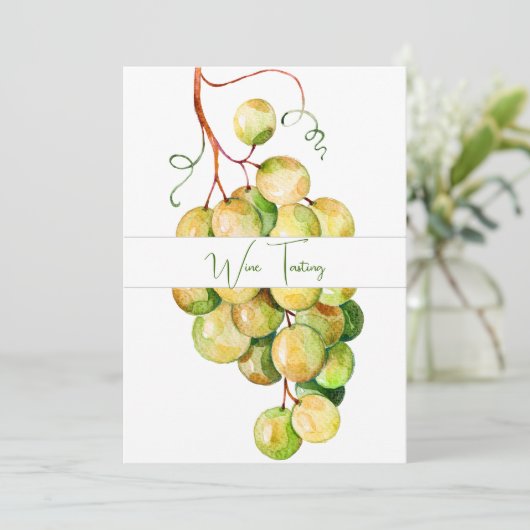 Klassieke groene druiven Wijnproeverij uitnodiging (Staand voorkant)