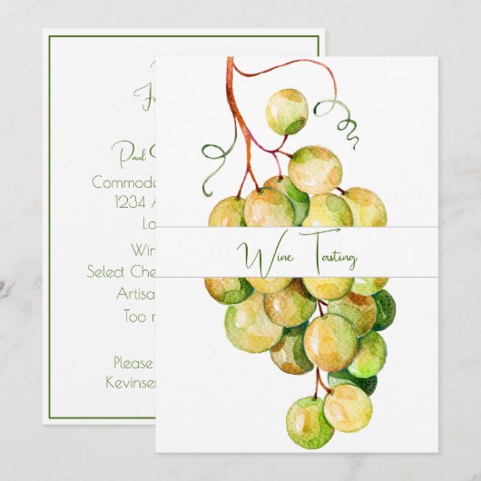Klassieke groene druiven Wijnproeverij uitnodiging (Voorkant / Achterkant)