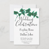 Klassieke Groene elegante Engelse Ivy Wedding Kaart (Voorkant)