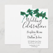 Klassieke Groene elegante Engelse Ivy Wedding Kaart (Voorkant / Achterkant)