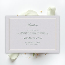 Klassieke groene elegante ivoor huwelijksreceptie informatiekaartje