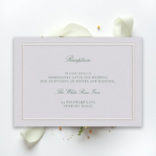 Klassieke groene elegante ivoor huwelijksreceptie informatiekaartje