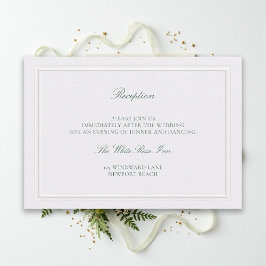 Klassieke Groene Elegante Parel Bruiloftsreceptie Informatiekaartje