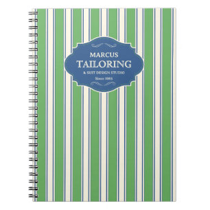 Klassieke groene en blauwe streep  Gepersonaliseer Notitieboek