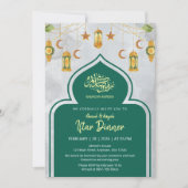 Klassieke groene en gouden islamitische Iftar-dine Kaart (Voorkant)