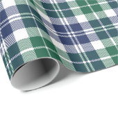 Klassieke groene en Navy Blue Tartan Pset Holiday Cadeaupapier (Rol Hoek)