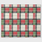 Klassieke groene en rode gerafelde plaid cadeaupapier (Vlak)
