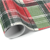Klassieke groene en rode gerafelde plaid cadeaupapier (Rol Hoek)