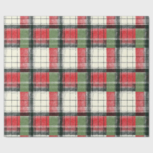 Klassieke groene en rode gerafelde plaid cadeaupapier