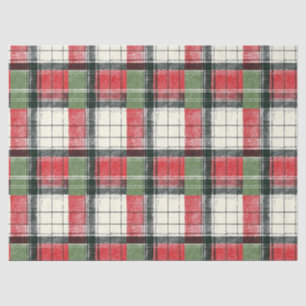 Klassieke groene en rode gerafelde plaid tissuepapier