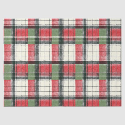 Klassieke groene en rode gerafelde plaid tissuepapier (Voorkant)