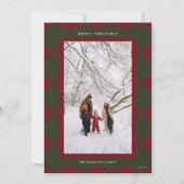 Klassieke groene en rode geruite foto van Kerstmis Feestdagenkaart (Voorkant)
