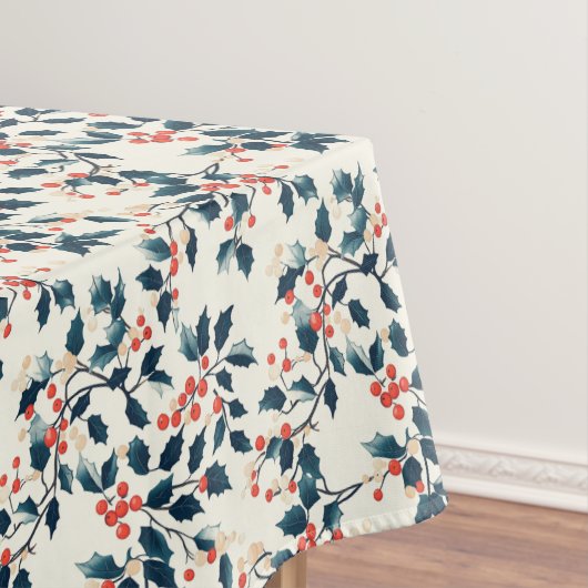 Klassieke groene en rode Holly Berries en Kerstmis Tafelkleed (Voorbeeld)