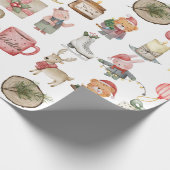 Klassieke Groene en Rode Kerstmiselementen Cadeaupapier (Hoek)