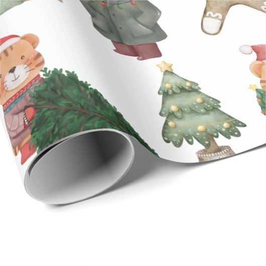 Klassieke Groene en Rode Kerstmiselementen Cadeaupapier (Rol Hoek)