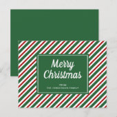 Klassieke groene en rode strepen Vrolijk kerstfees Briefkaart (Voorkant / Achterkant)