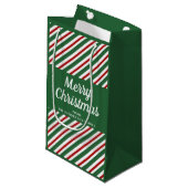Klassieke groene en rode strepen Vrolijk kerstfees Klein Cadeauzakje (Voorkant Gekanteld)