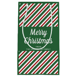 Klassieke groene en rode strepen Vrolijk kerstfees Klein Cadeauzakje