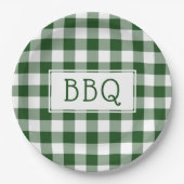 Klassieke groene en witte Gingham Pattern BBQ Part Papieren Bordje (Voorkant)