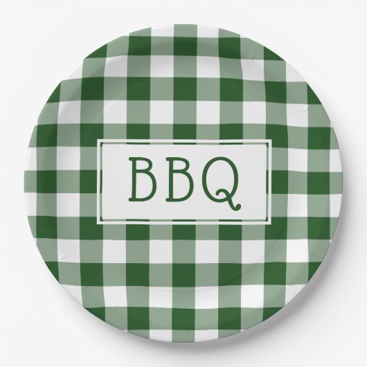 Klassieke groene en witte Gingham Pattern BBQ Part Papieren Bordje (Voorkant)