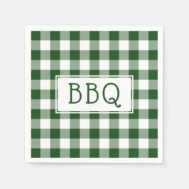 Klassieke groene en witte Gingham Pattern BBQ Part Servet
