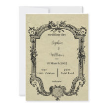 Klassieke groene en zwarte huwelijksuitnodiging