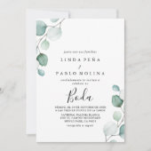 Klassieke groene Eucalyptus Calligraphy Boda Weddi Kaart (Voorkant)