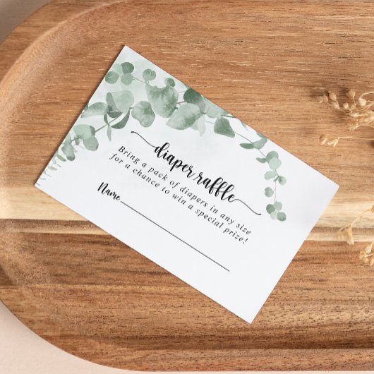 Klassieke groene Eucalyptus Diaper Raffle Ticket Informatiekaartje