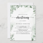 Klassieke groene Eucalyptus Foliage Christening Kaart (Voorkant)