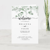 Klassieke groene Eucalyptus Foliage Folded Wedding Programma (Voorkant)