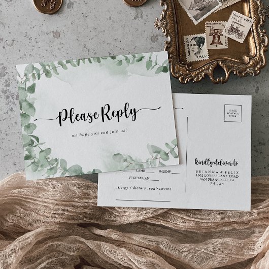 Klassieke groene Eucalyptus Foliage Menu Keuze RSV