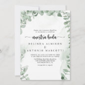 Klassieke groene eucalyptus Foliage Nuestra Boda Kaart (Voorkant)